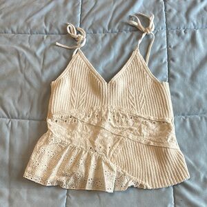 Cream Lace Trim Women’s Top